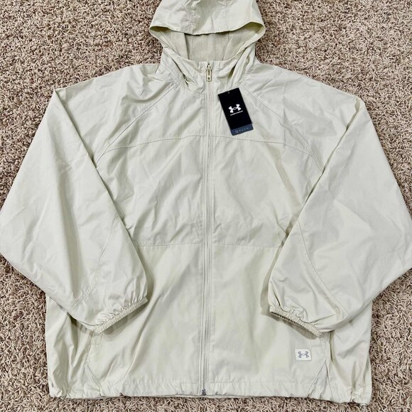 Under Armour Men’s Rush Woven Full-Zip Jacket Beige, Size Large (New) - Picture 1 of 16
